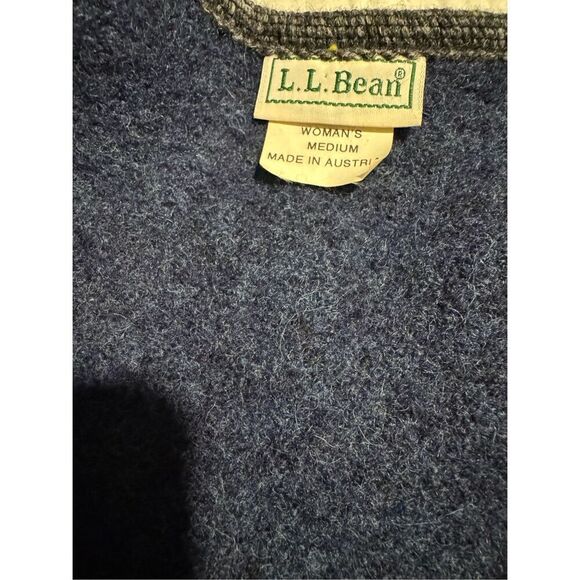 L.L Bean 100% New wool blue button front sweater coat M - Picture 3 of 11